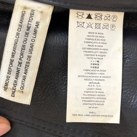 Michael Kors Midnight Blue Lamb Leather Crinkle Moto Jacket Size 6 - Picture 4 of 5